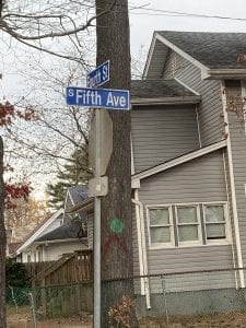 A Fourth Street and Fifth Avenue corner sign is photographed in Brentwood, New York. 