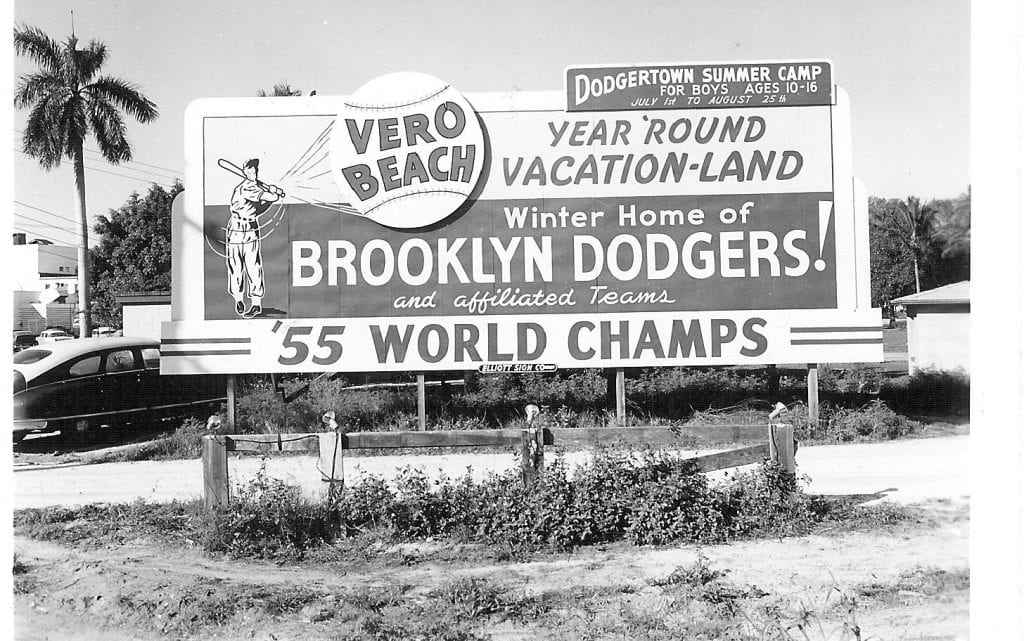 A Brooklyn Dodgers sign welcomes visitors to the complex. Photo courtesy of Ruth Stanbridge, President/County Historian of the Indian River Historical Society