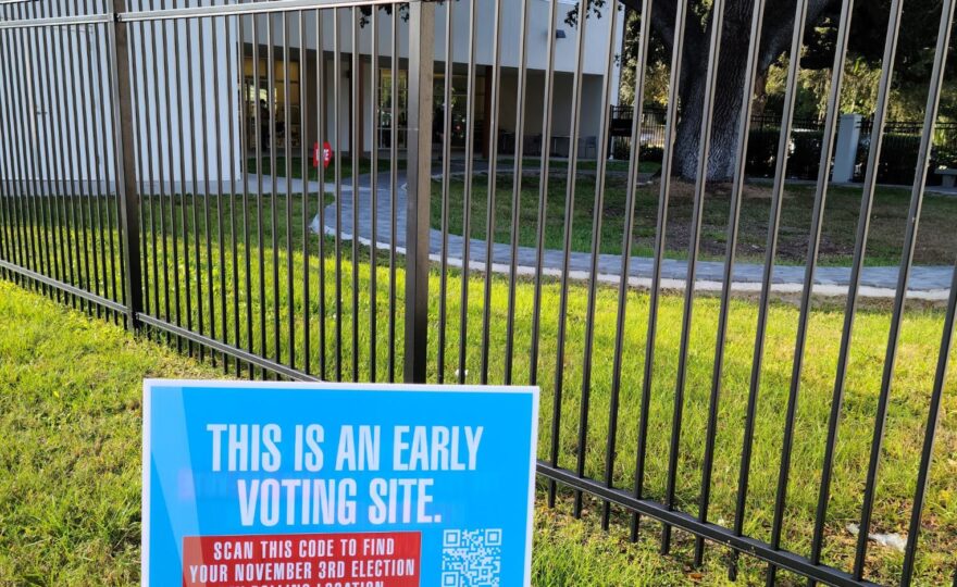 An early voting sign outside a polling place