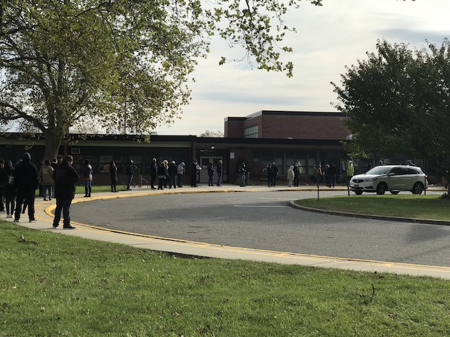 Voters lining up in West Islip, N.Y.