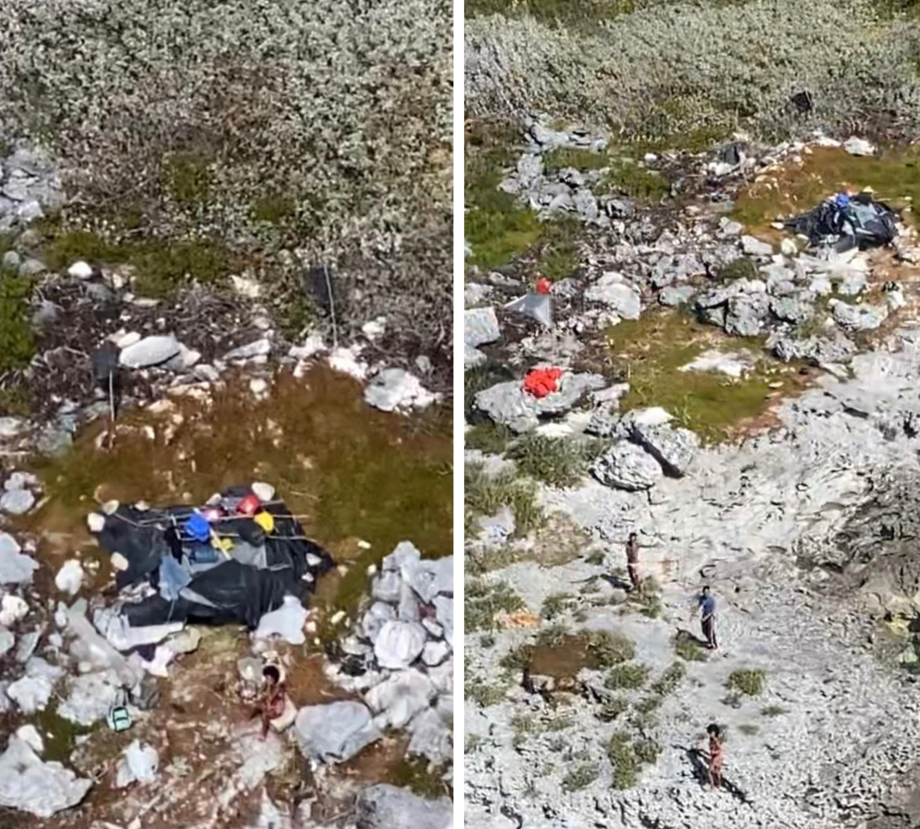 Makeshift campsite on Anguilla Cay where three Cuban migrants were stranded for 33 days [Credit: USCG 7th District]