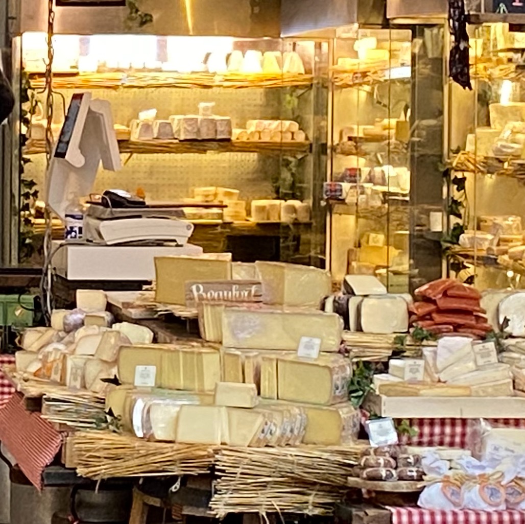 A French cheese stall in Borough Food Market