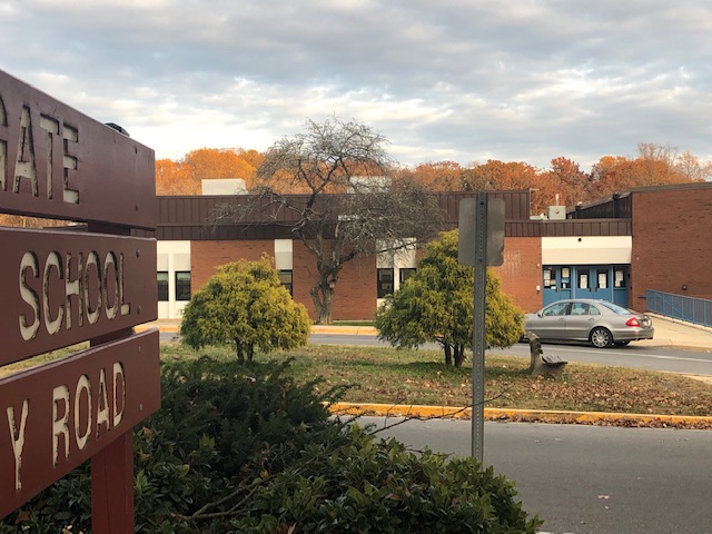 exterior shot of red-brick school