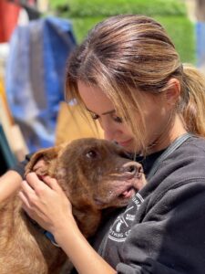 Rescued pitbull Logan with founder, Shira Scott Astrof. 