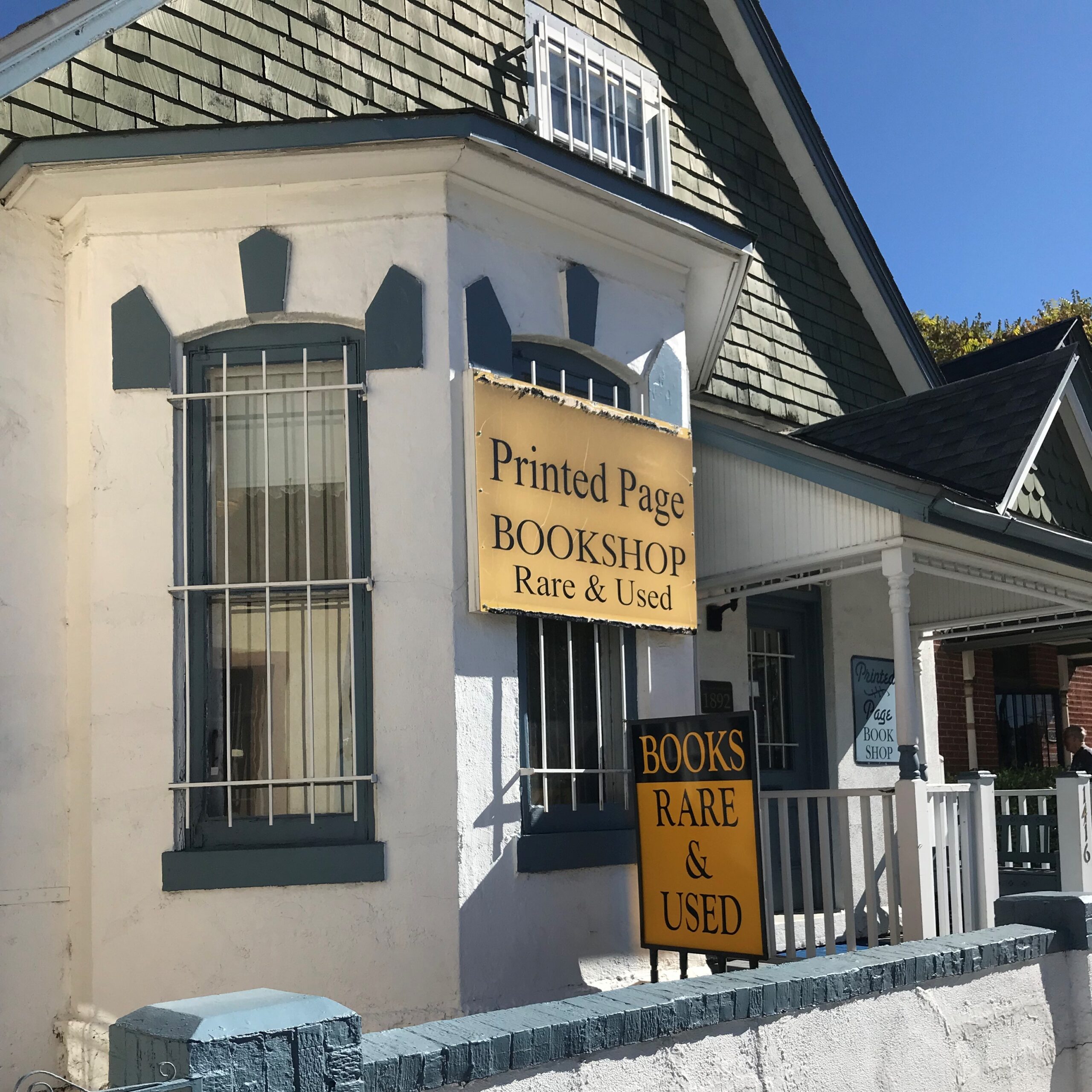 A front view of Printed Page Bookshop