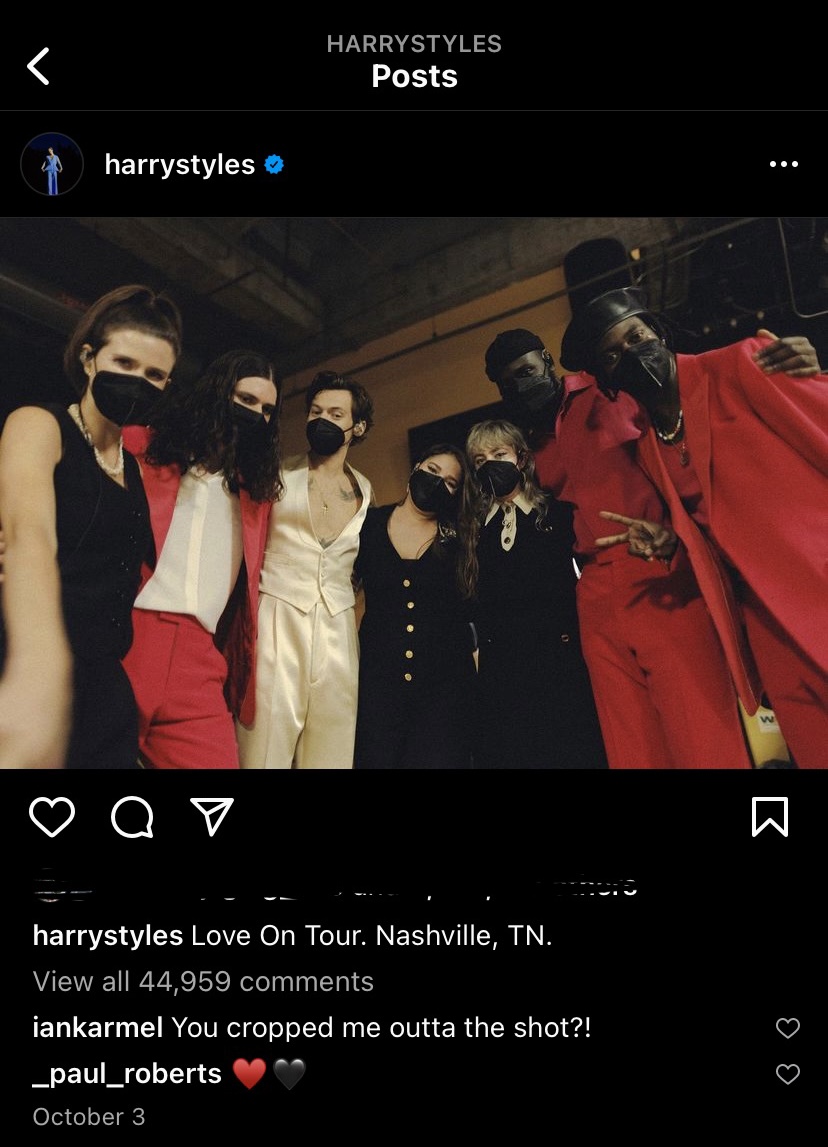Harry Styles and Crew at Love on Tour
