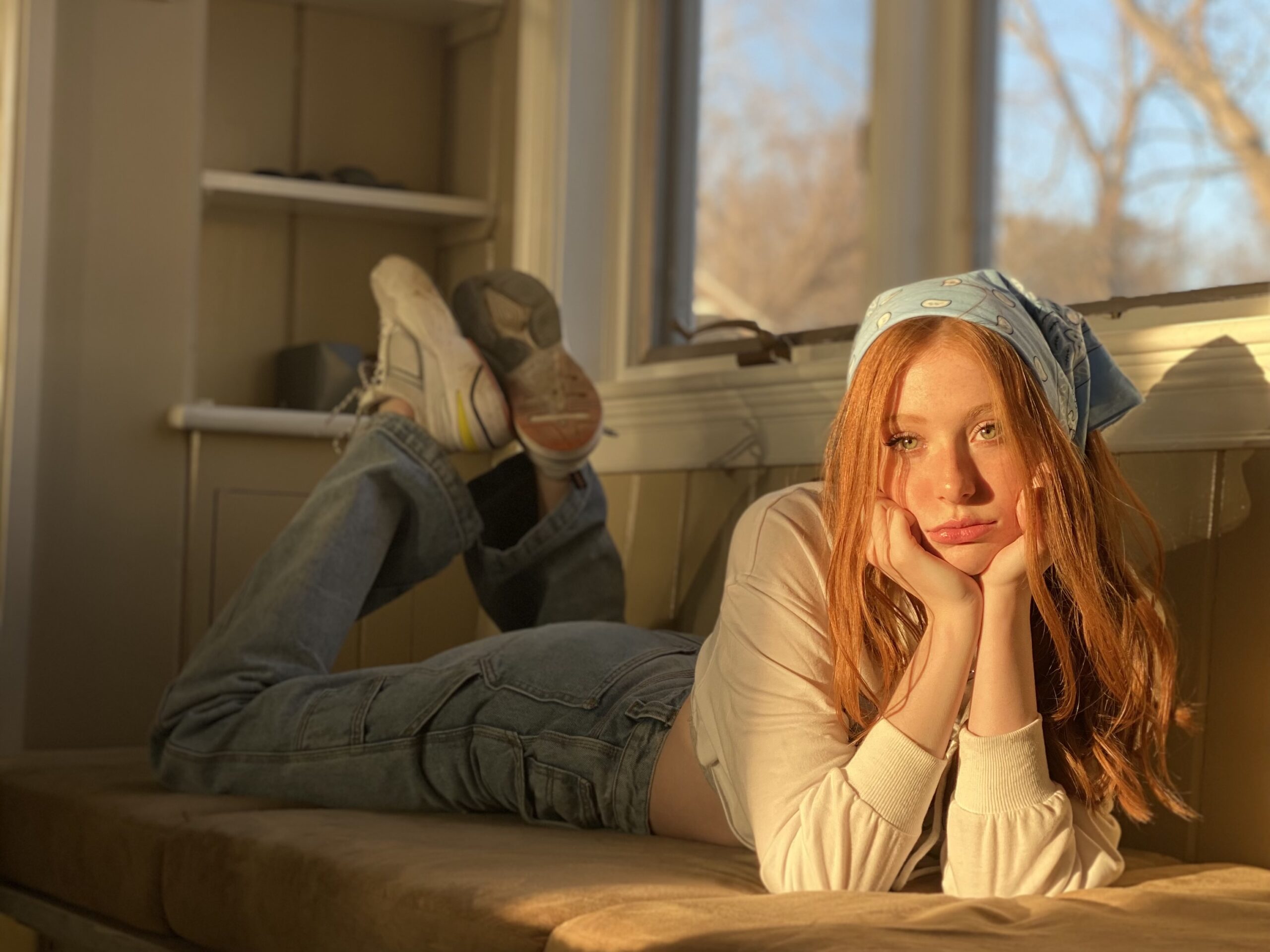 Model and influencer, Madeline Ford sitting.