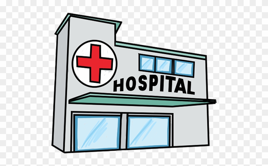 A cartoon drawing of a hospital
