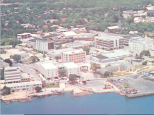 This image shows the initial development of concrete structures in Cayman.