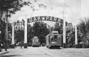 historic oak park black and white sign3