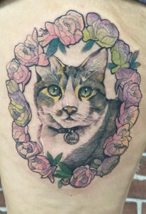 Cat portrait tattoo.