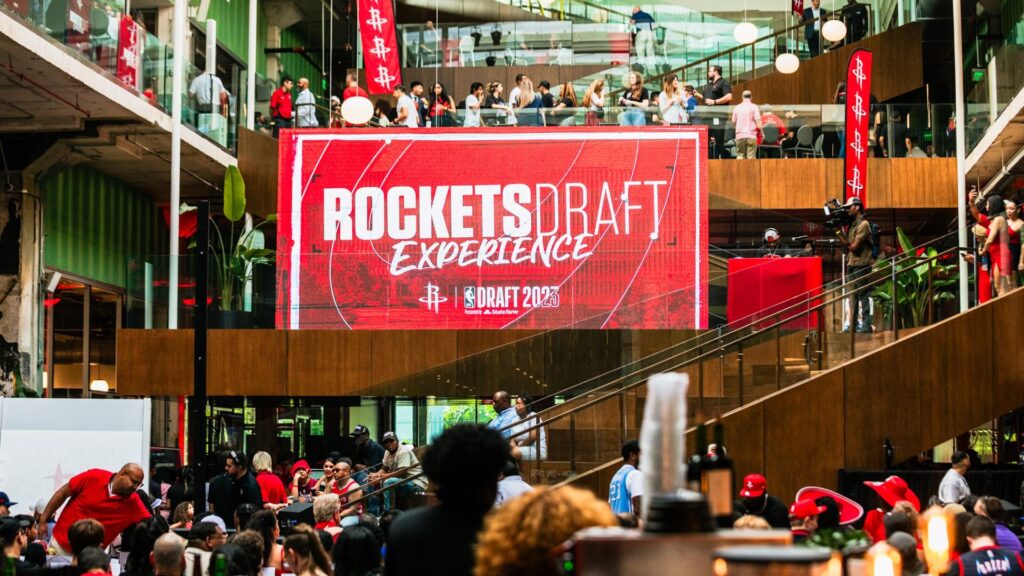 Main stage area of the Houston Rockets draft party.