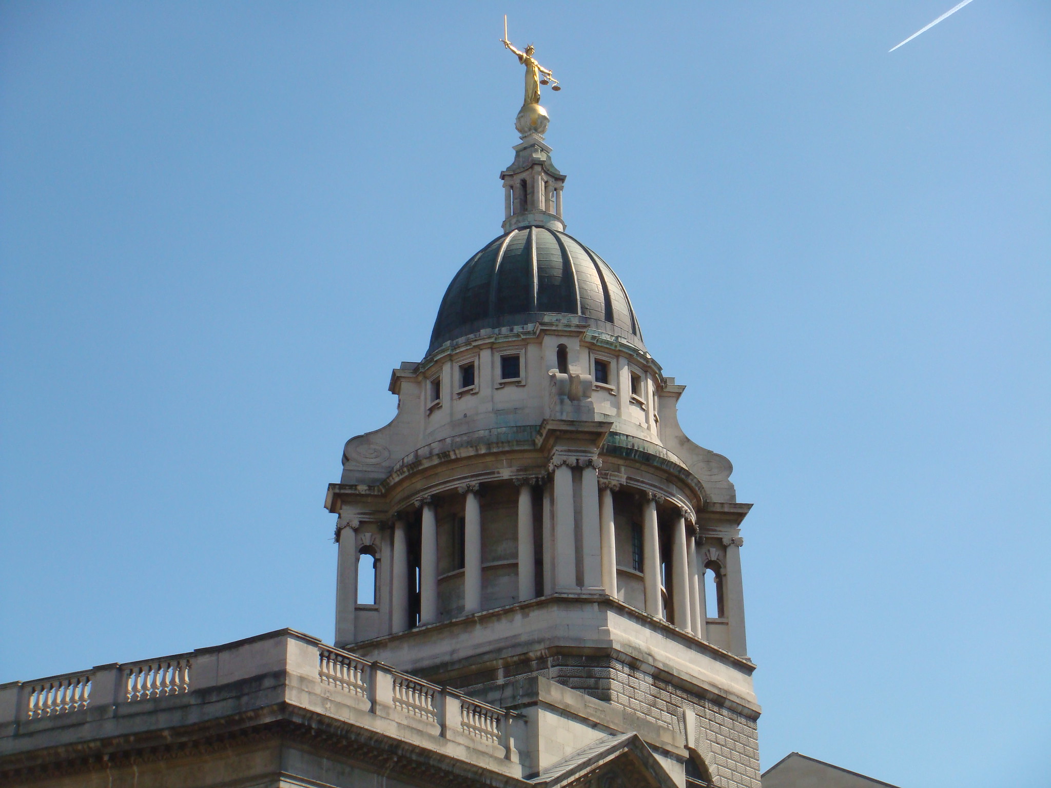top of Old Bailey Central Criminal Court in London