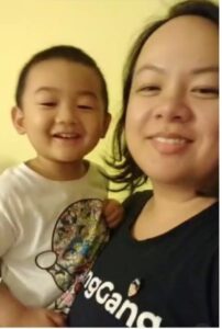 Asian American woman with her son