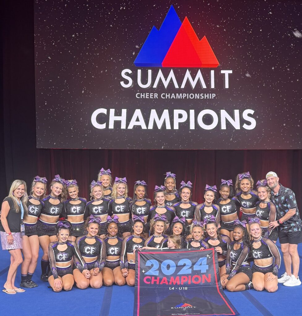 Team Twilight winning 2024 Summit Cheer Championship.