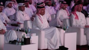 prime minister Al Thani sitting with audience