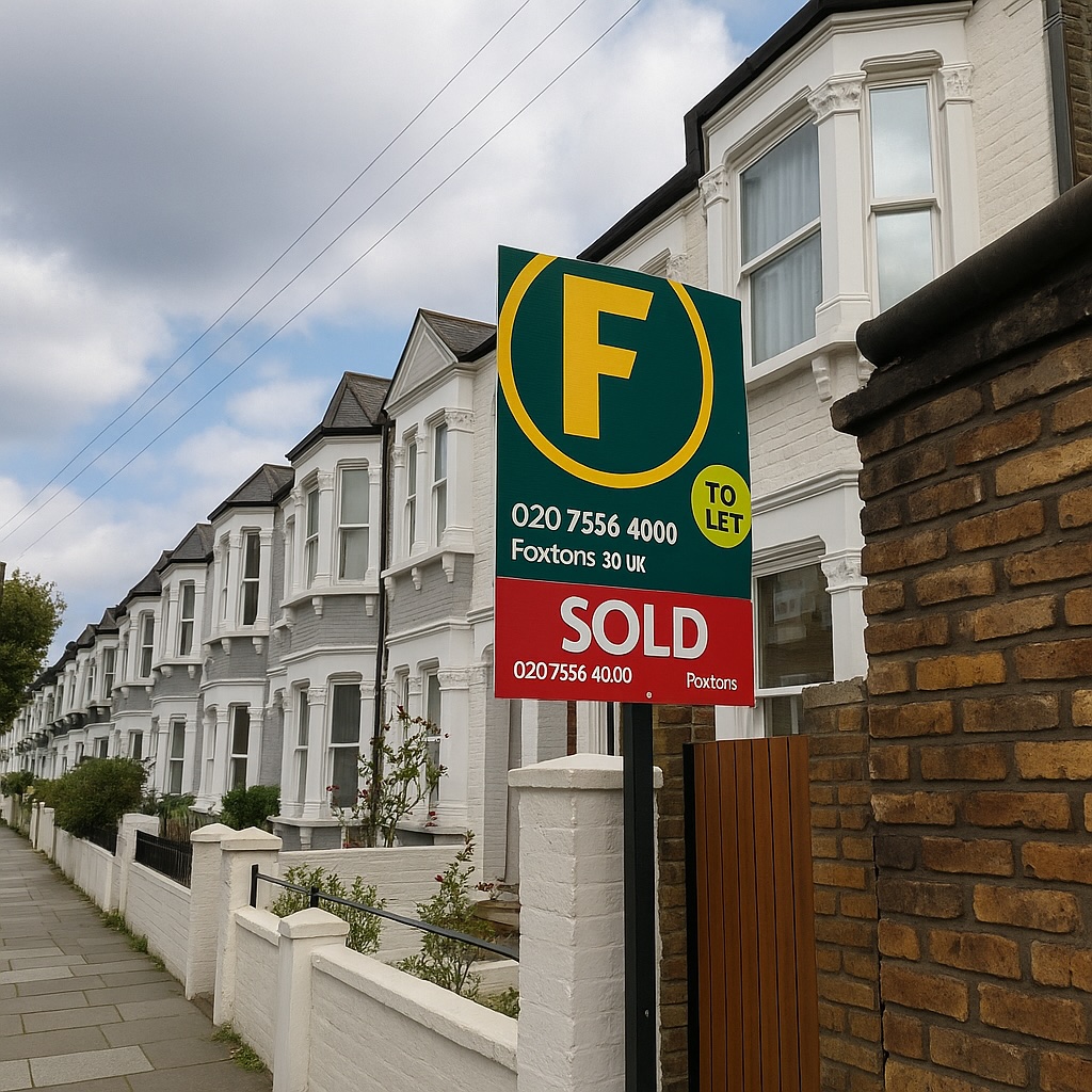 London flat with a "sold" sign after it was previously available "to let."