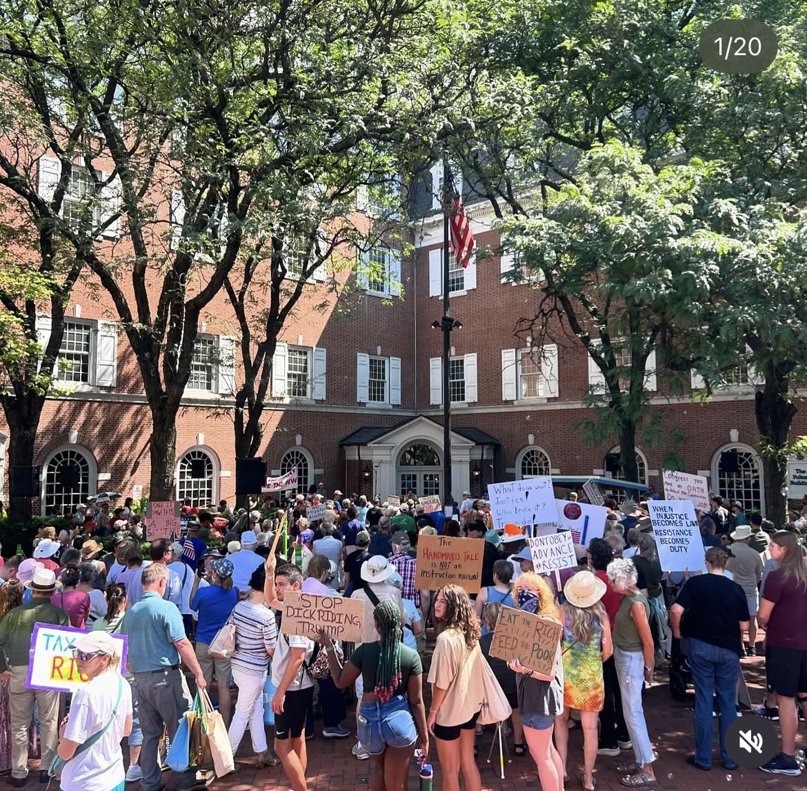 Thousands rally for the No Kings Day Protest at Binns Park.