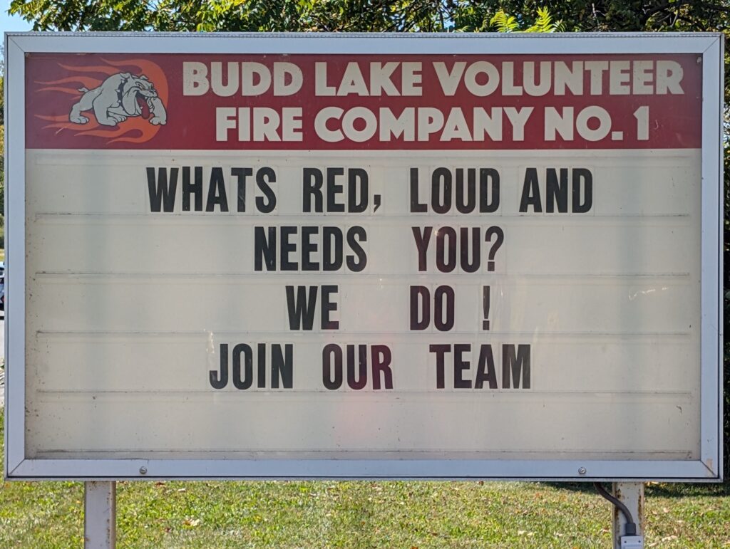Budd Lake fire dept. sign