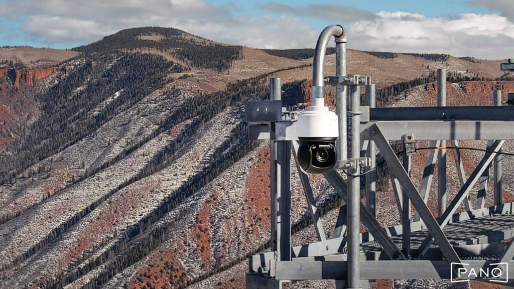 A high-tech camera is perched on a mountain near Snowmass Village.