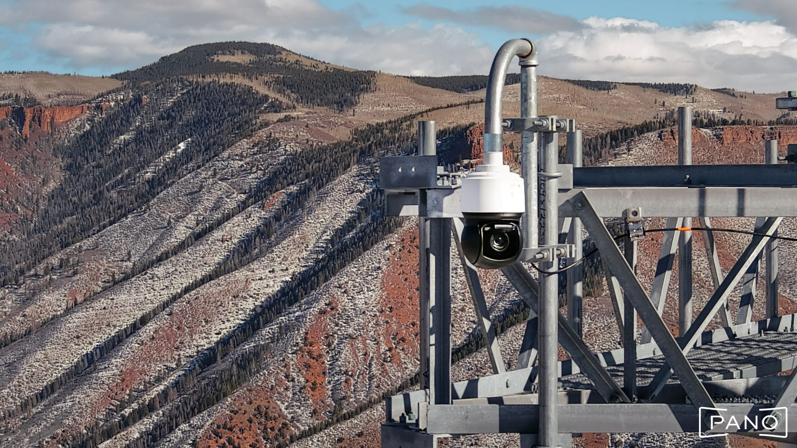 A high-tech camera is perched on a mountain near Snowmass Village.