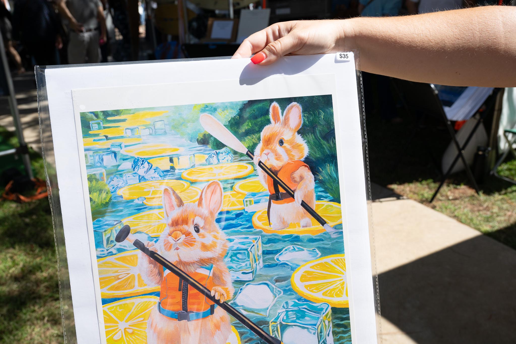 Lindsay Roach’s purchase – one of the many mediums of art available for sale at the show.