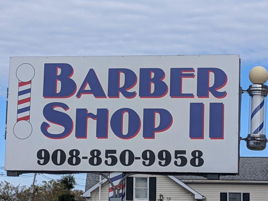 A barber shop sign