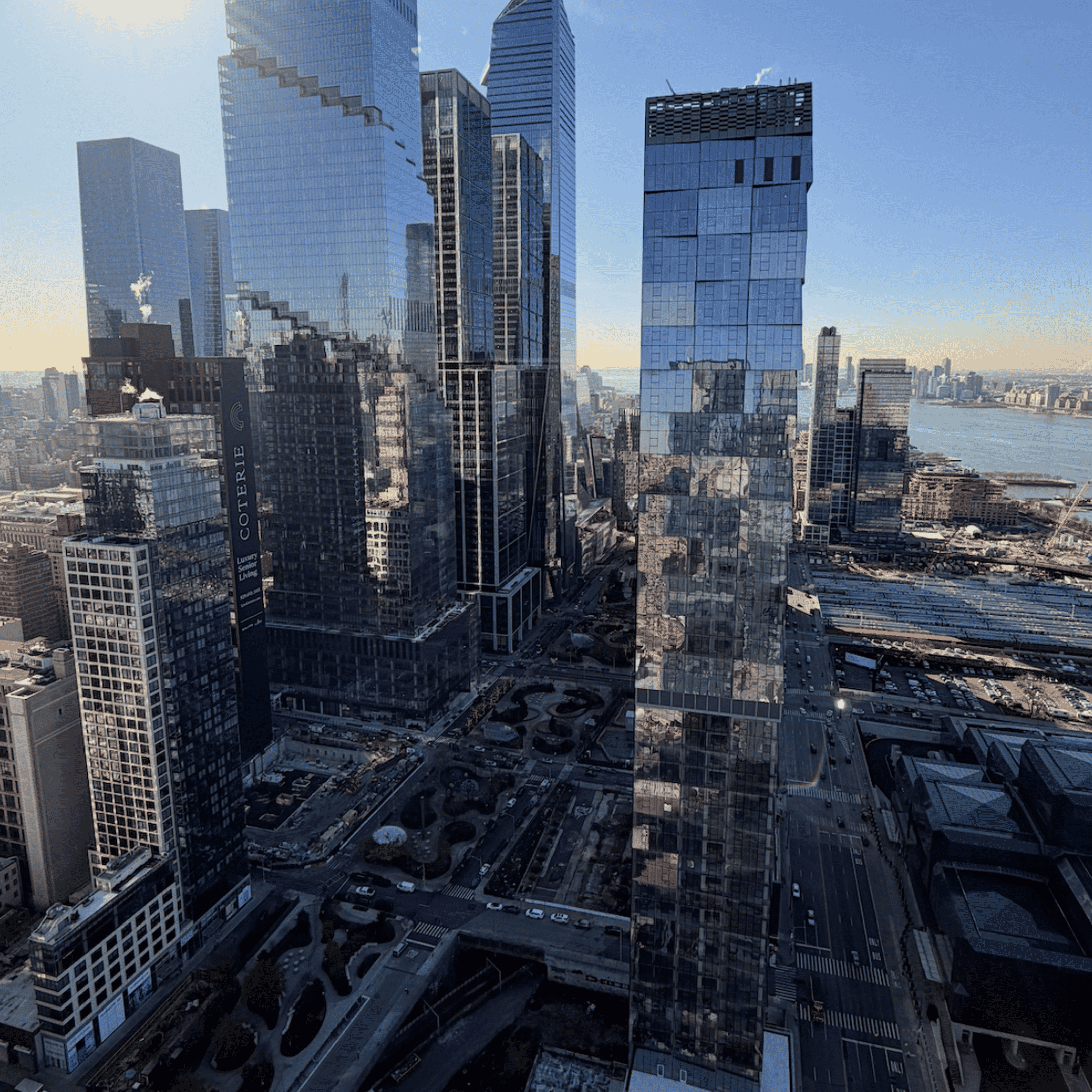 A picture overlooking Hudson Yards from building