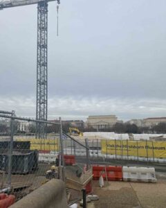 Construction of the Hirshhorn Museum Sculpture Garden in December 2025.