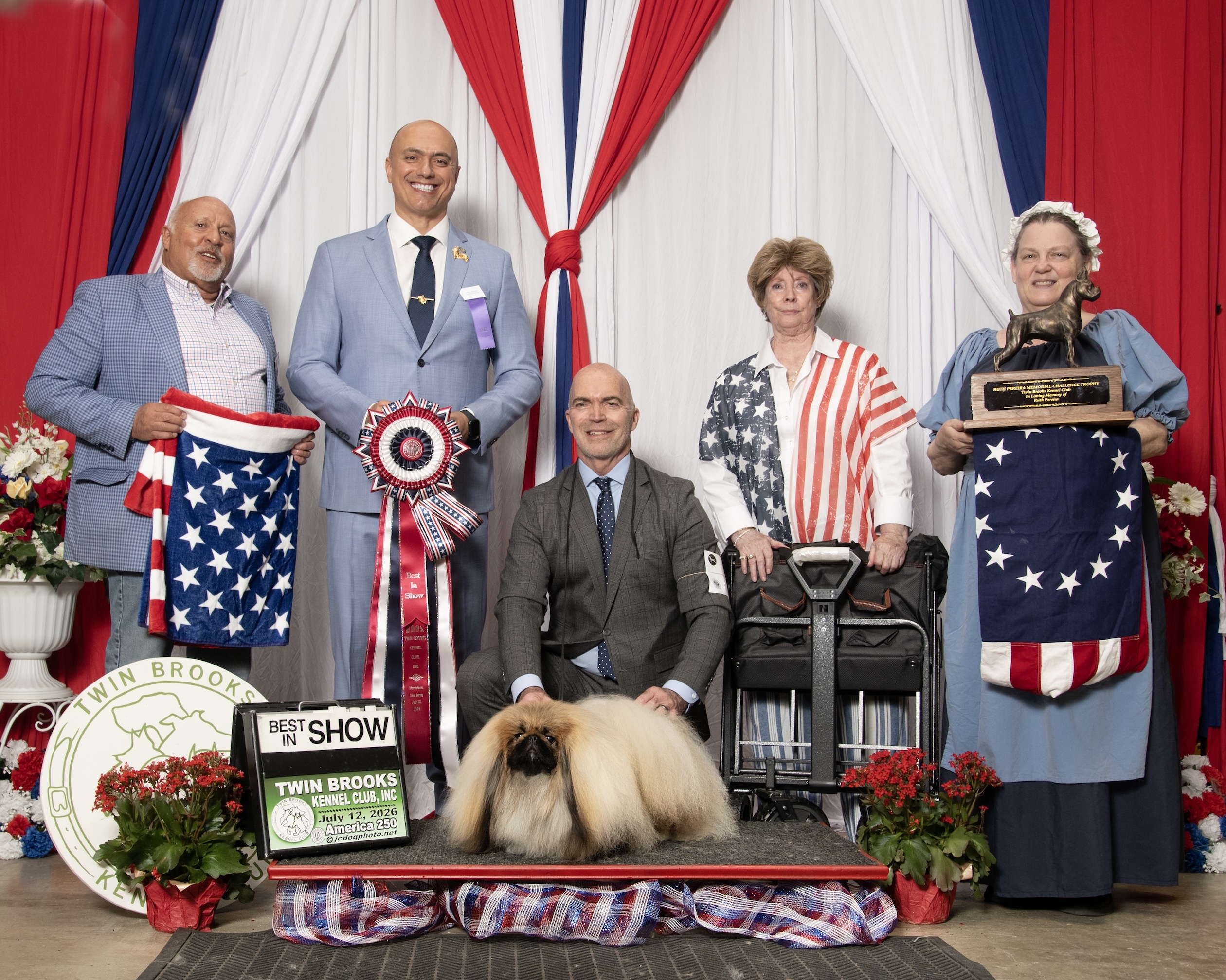 Dog show trophy presentation