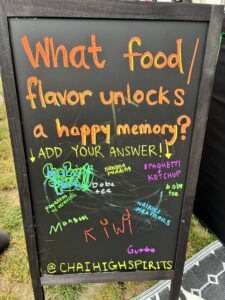Chalkboard listing text of what food flavor unlocks a happy memory