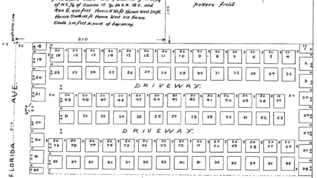 A 1901 map of Zion Cemetery. Image Courtesy of Tampa Bay History Center. 1901 Map of Zion Cemetery