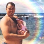 Gabrielle Hall as a baby and Garrett Hall in Hawaii.