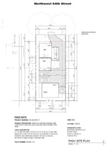 Original site plans illustrating the two oaks at the top of the property, with the driveway angled in-between [Credit: City of Seattle} Site blueprint